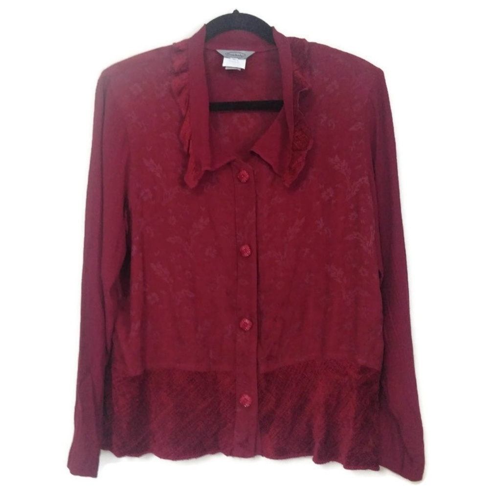 Vintage 80's Stonebridge Burgundy Blouse